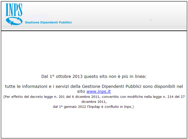 Home Page Inpdap nuovo sito